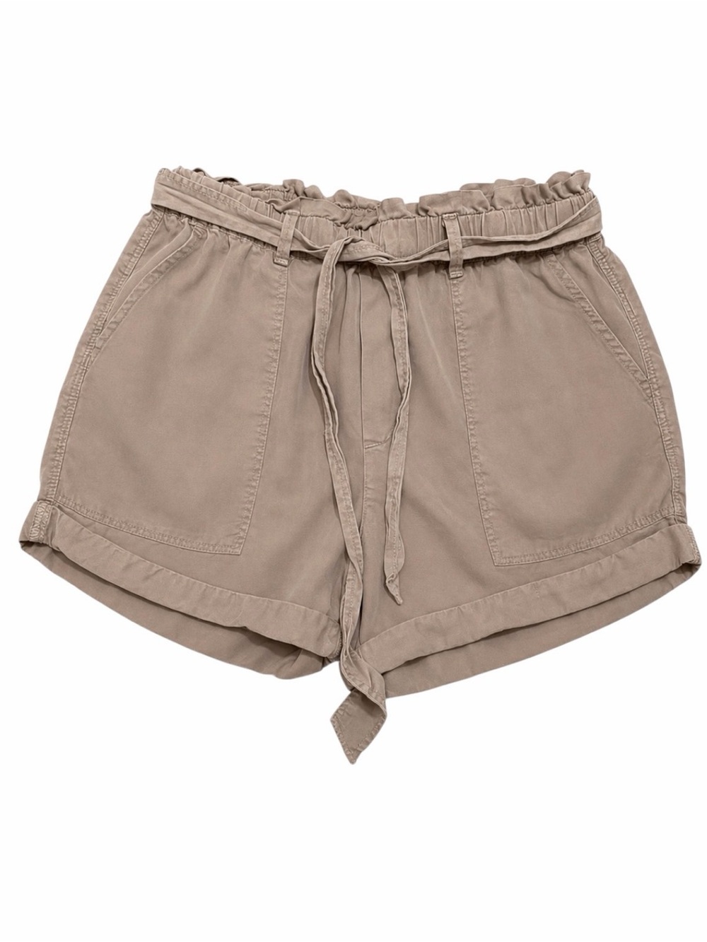Aerie Women’s XS Taupe Lyocell Paperbag Waist Shorts Removable Belt Pockets